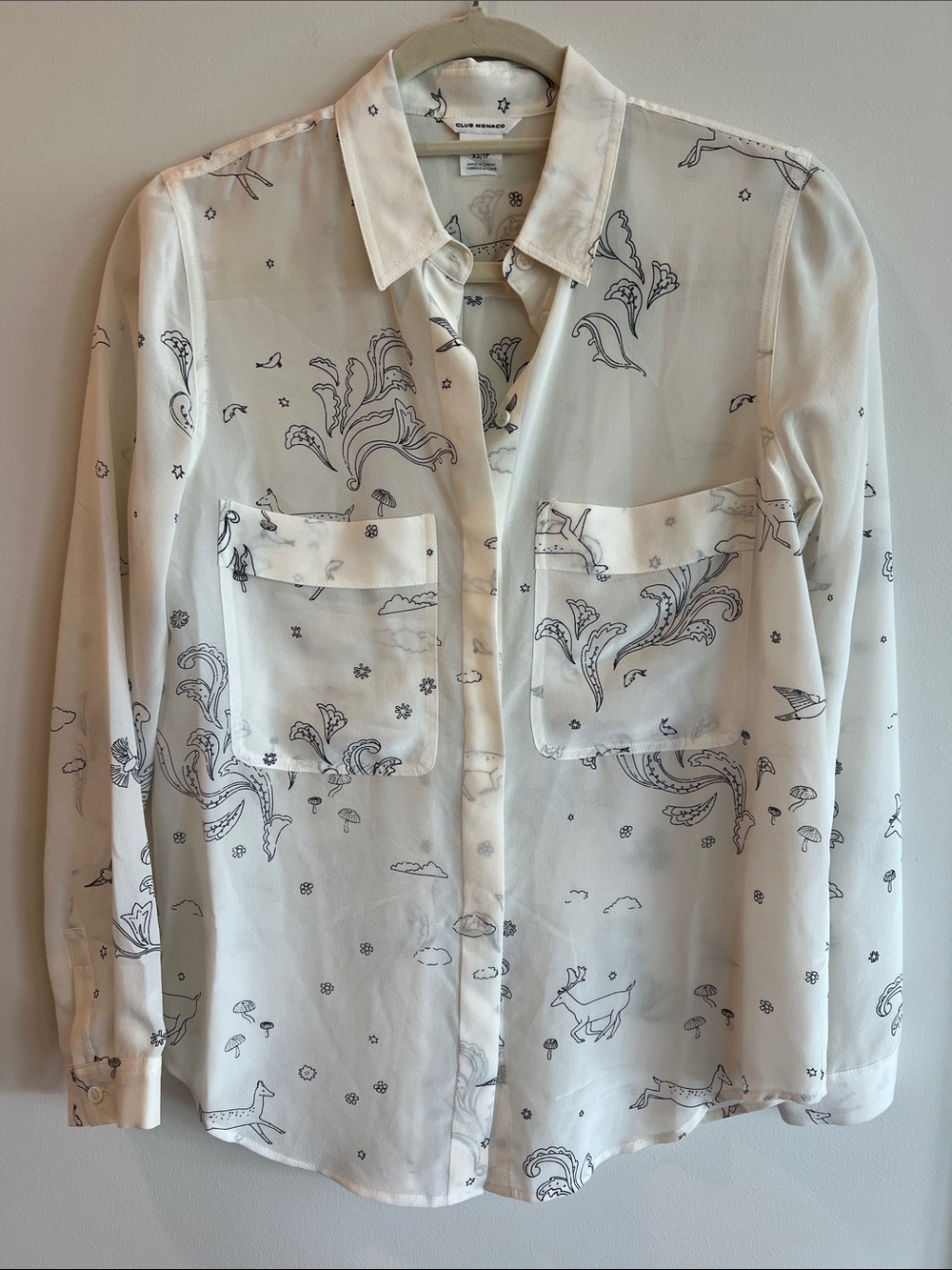 Club Monaco 100% Silk "Safari" Blouse